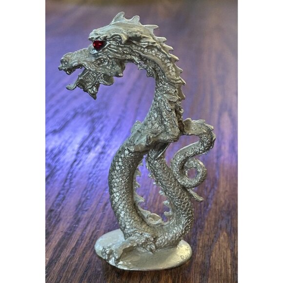 Perth Pewter Ray Lamb Vintage D&D Large Metal Dragon Statue FA-36 1979 FLAW - Picture 1 of 5